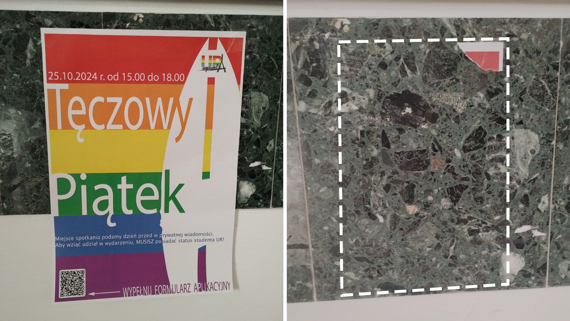 Zniszczone ogłoszenia na UR